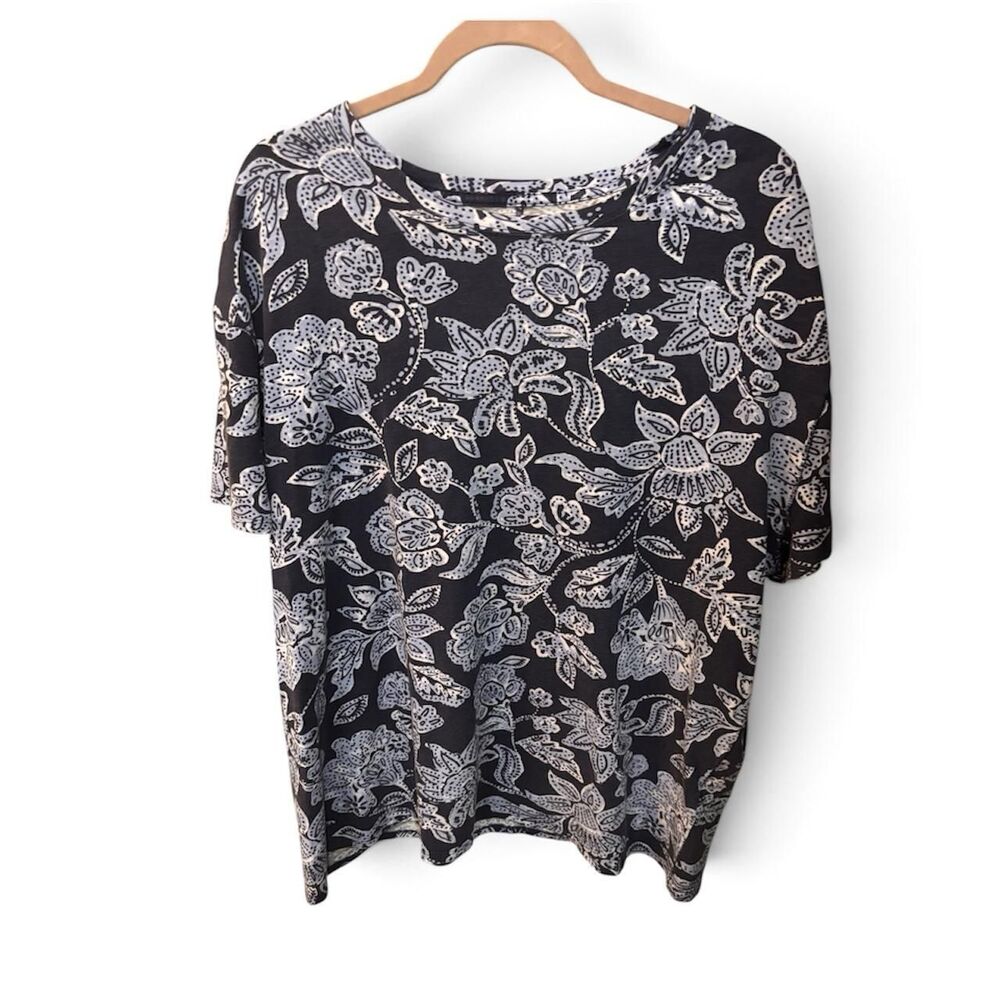 Free People Nina Printed Tee- Navy Floral